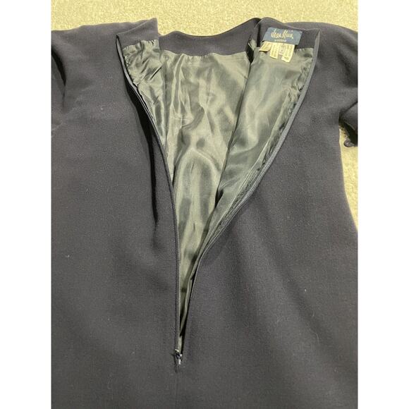 VTG Jean Muir Studio Dress Sz 6 Long Sleeve Classic 100% Wool Lined Navy Blue - Picture 7 of 7